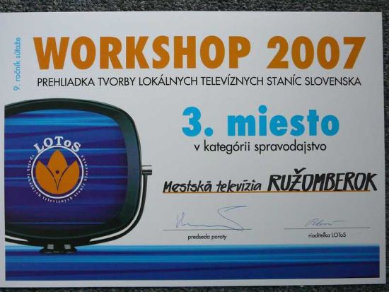 SKVELÝ VÝSLEDOK MESTSKEJ TELEVÍZIE RUŽOMBEROK NA CELOSLOVENSKEJ SÚŤAŽI!