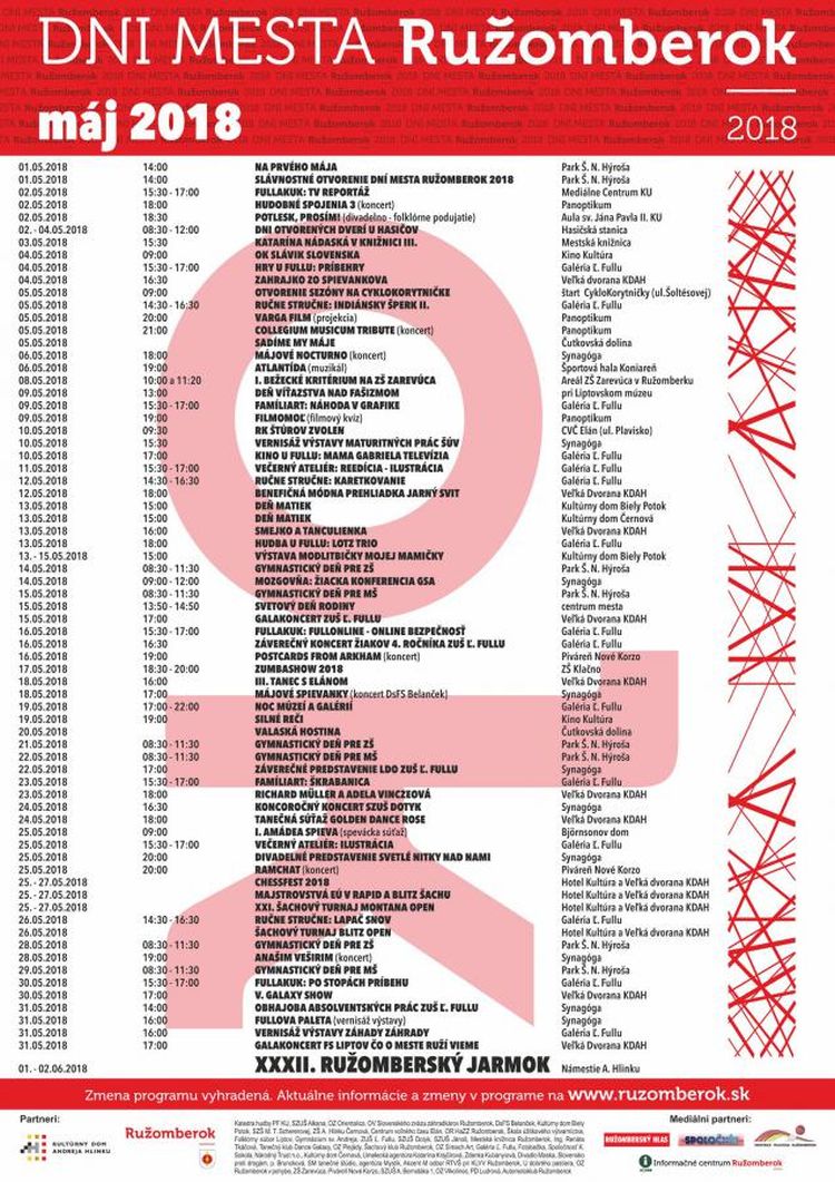 Dni mesta Ružomberok ponúknu viac ako 110 podujatí