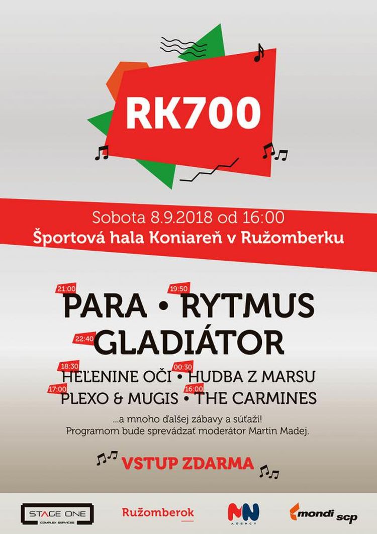 Koncert RK700: Vystúpia Rytmus, Gladiator, Para a ďalší
